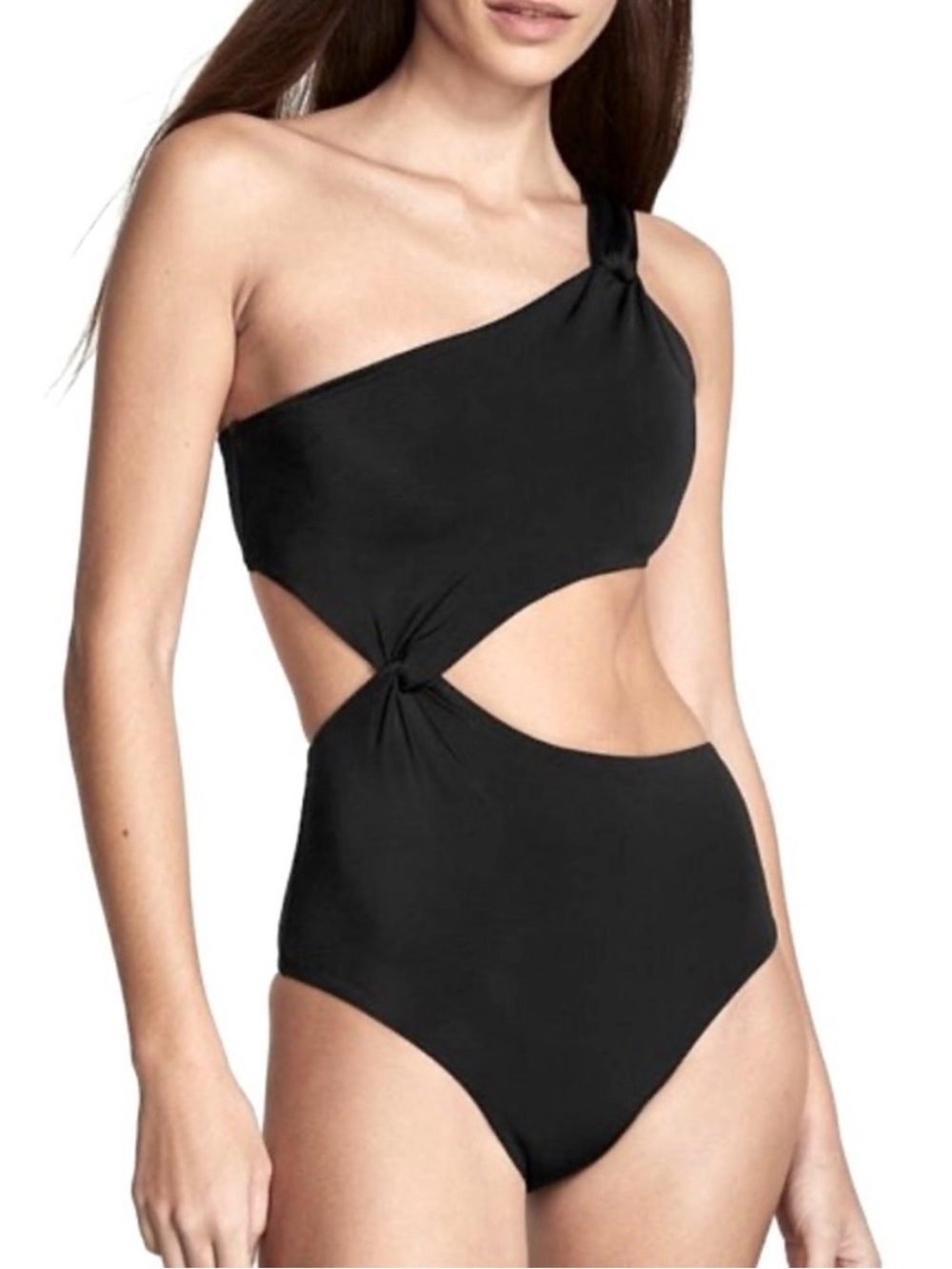 Victoria's Secret Black One-Shoulder Cutout One-Piece Swimsuit